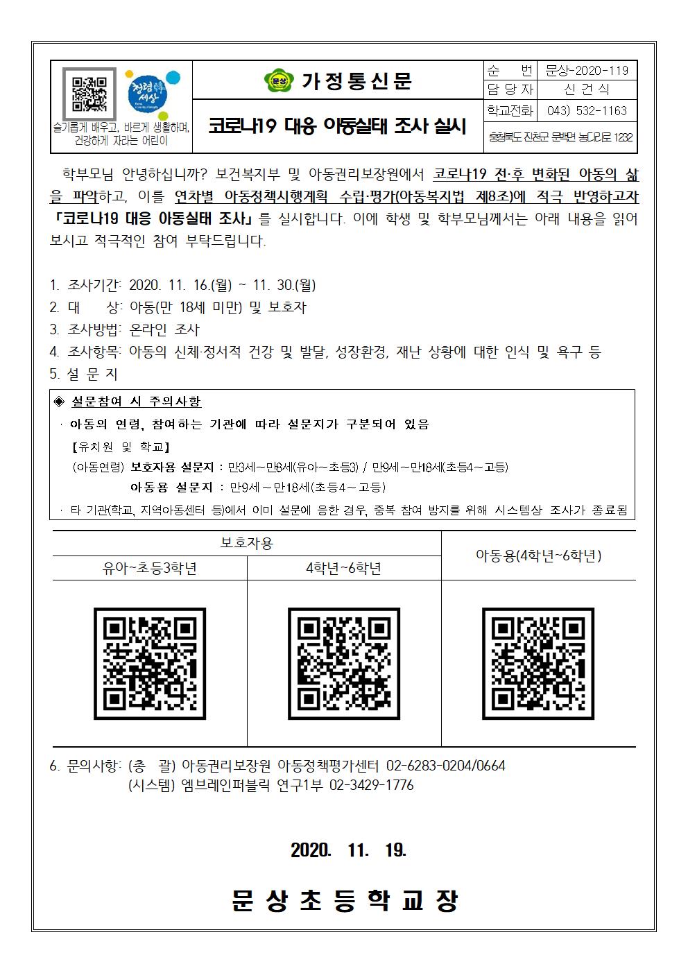 코로나19대응 아동실태 조사 실시 안내001